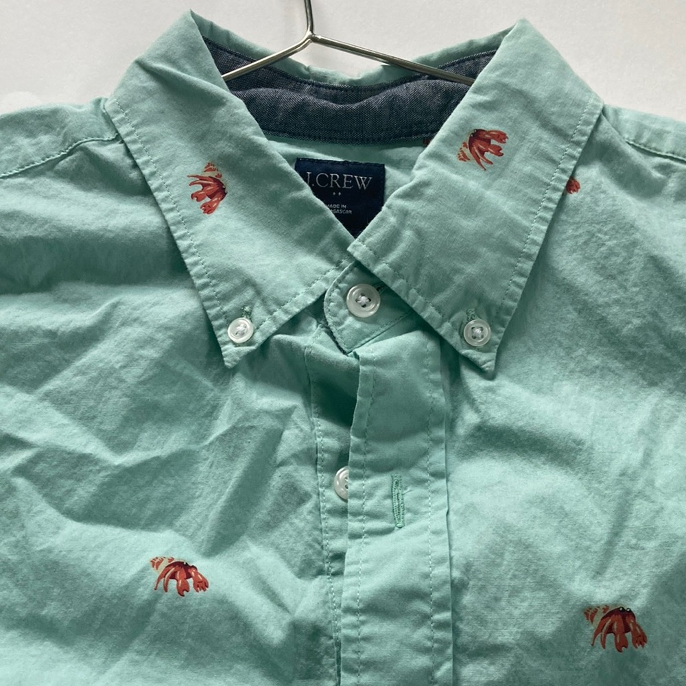 J. Crew Green Button-down Shirt with Crab Print (Medium)